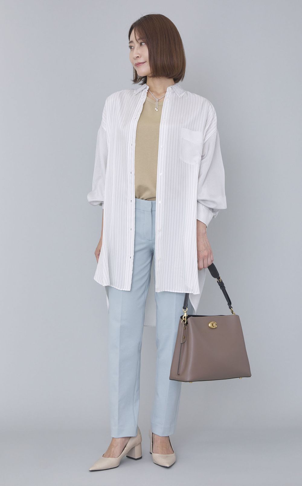 ストライプロングシャツ