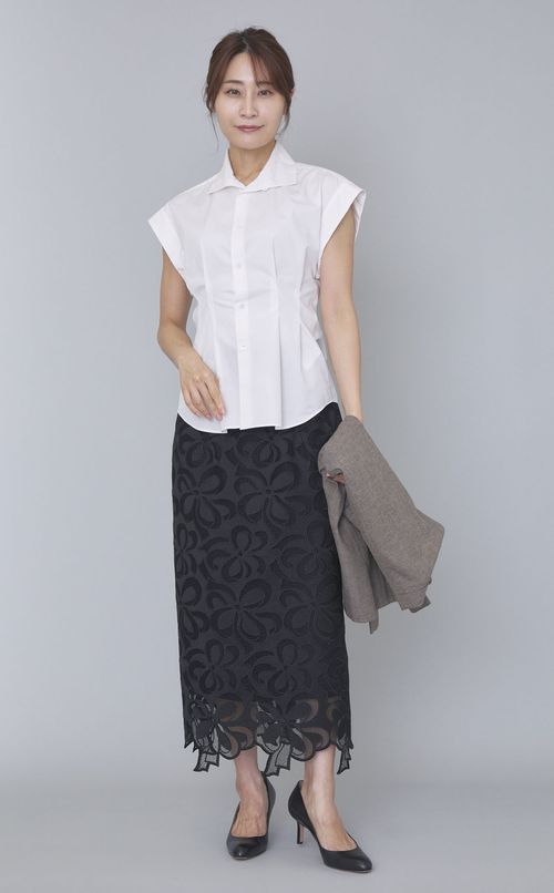 コットンブロードワイドスリーブシャツ