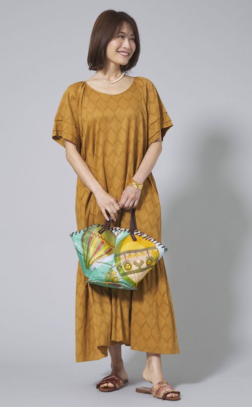 モザイクジャガードタックスリーブドレス
