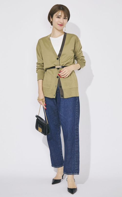 Vネックバイカラーカーディガン