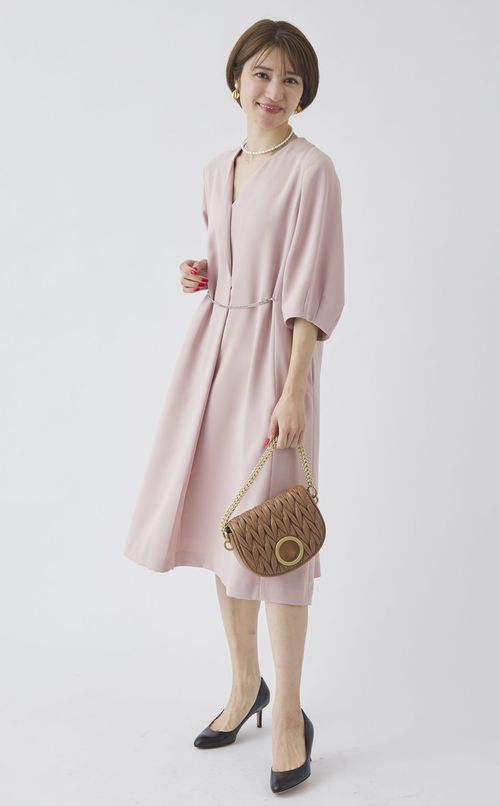 パウダリークロスVネックワンピース