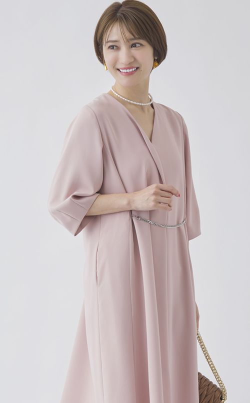 パウダリークロスVネックワンピース