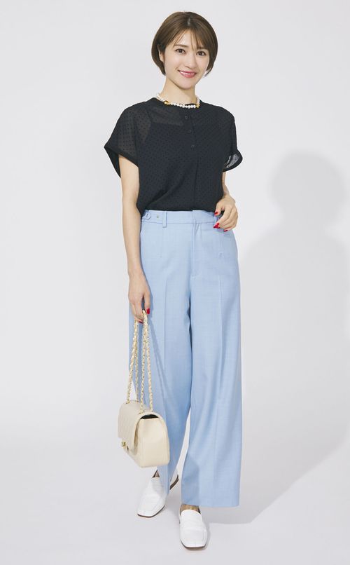 フロッキードットシアーブラウス