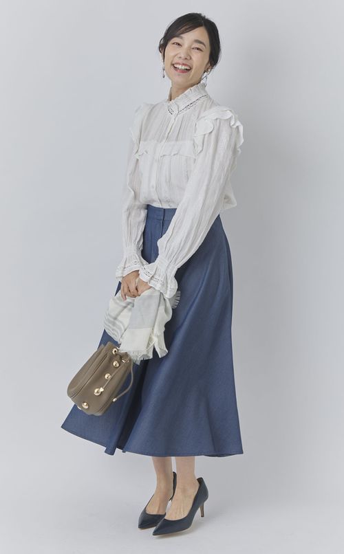 ライトツイルミディフレアスカート