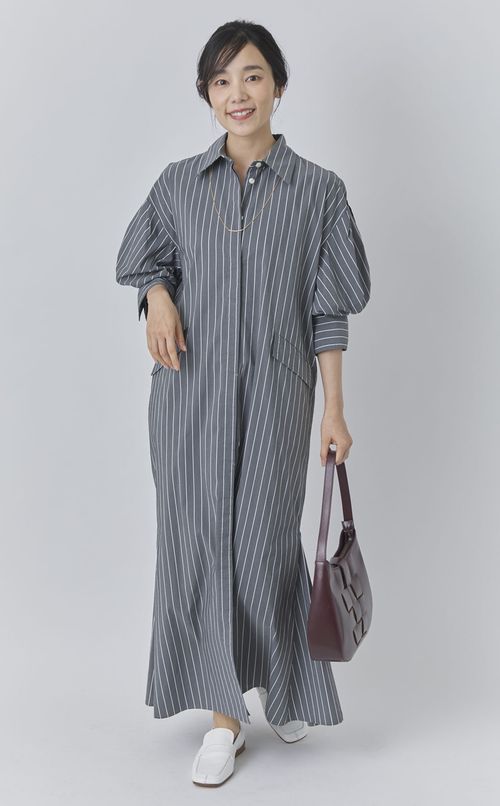 パフスリーブシャツワンピース