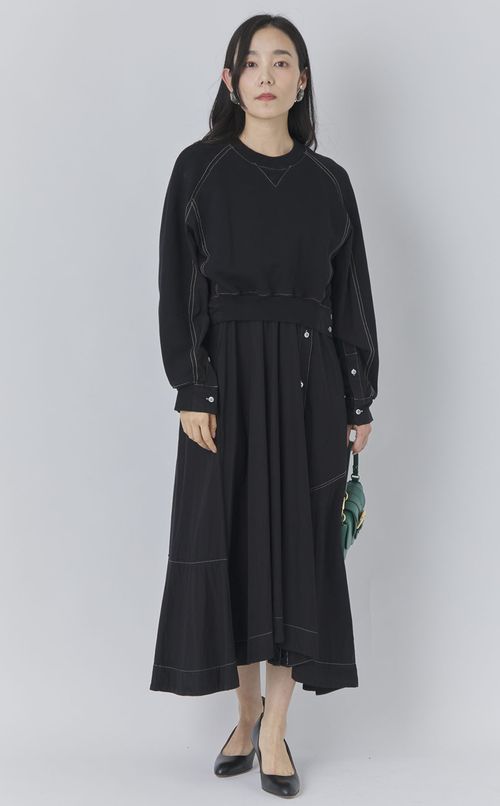 【reADdress】スウェットポプリンコンボワンピース