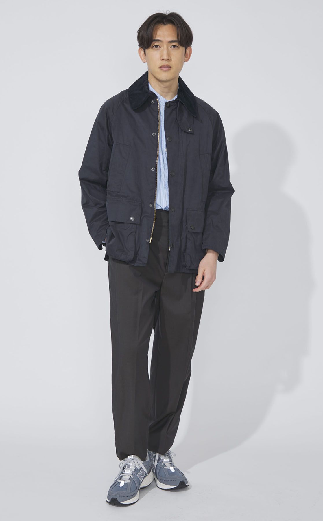 nanamica｜ドビーストライプバンドカラーシャツ