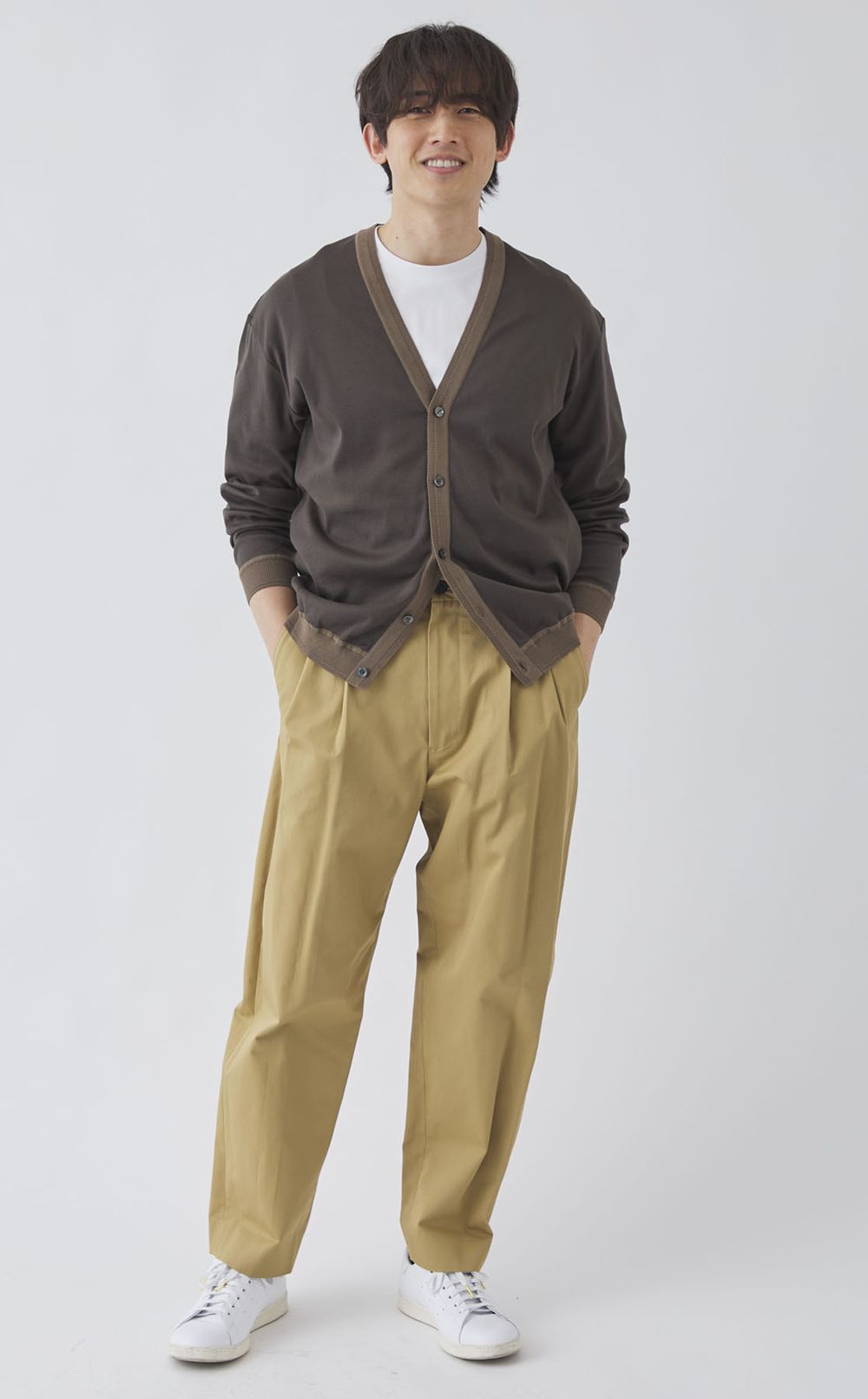 コットンバイカラーカーディガン