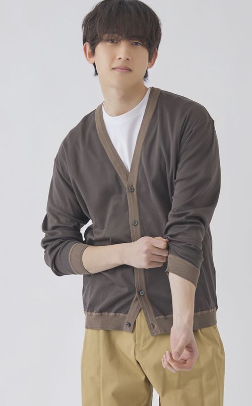 コットンバイカラーカーディガン