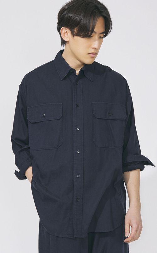 コットンシルクダブルポケットシャツ