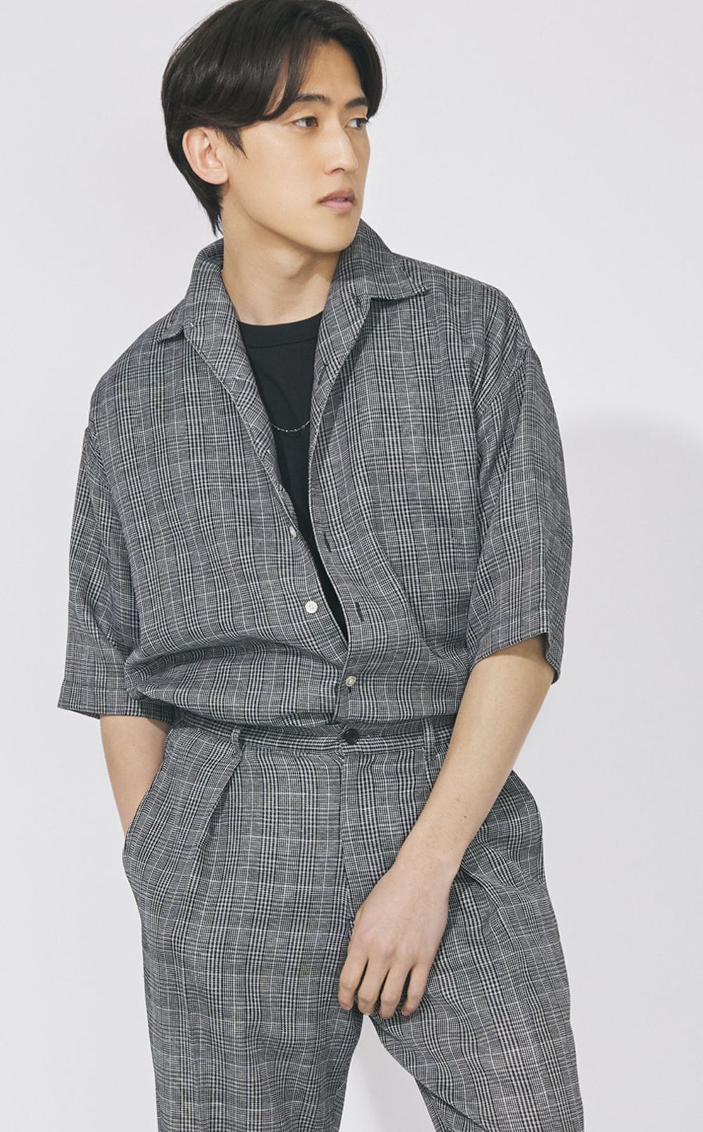 グレンチェックハーフスリーブシャツ