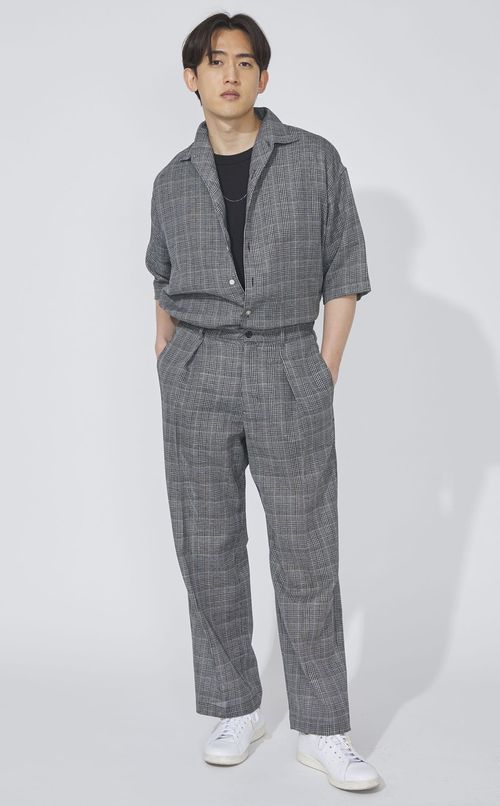 グレンチェックタックパンツ