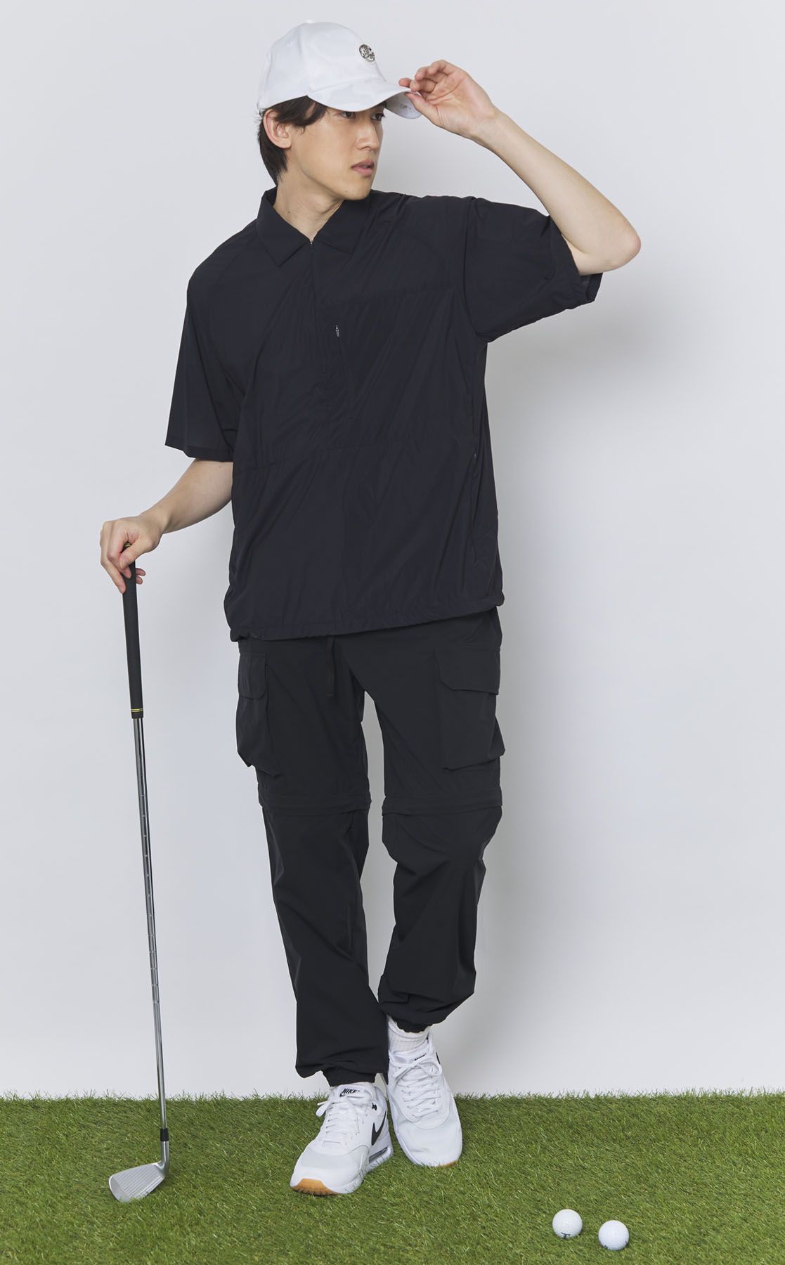 CPG GOLF ブラック ショートスリーブシャツ サイズ2 bagjack GOLF｜【手洗い可】ナイロンショートスリーブシャツ