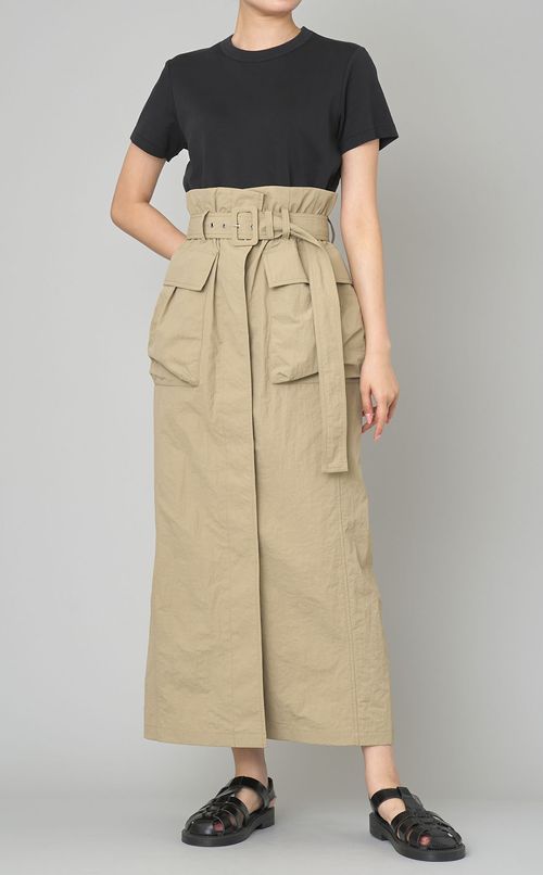 ベルト付ナイロンマキシスカート