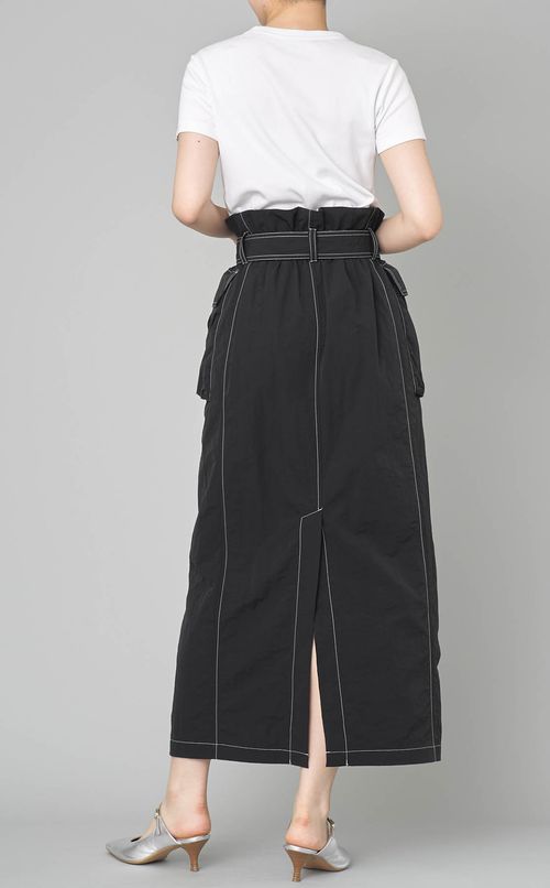 ベルト付ナイロンマキシスカート