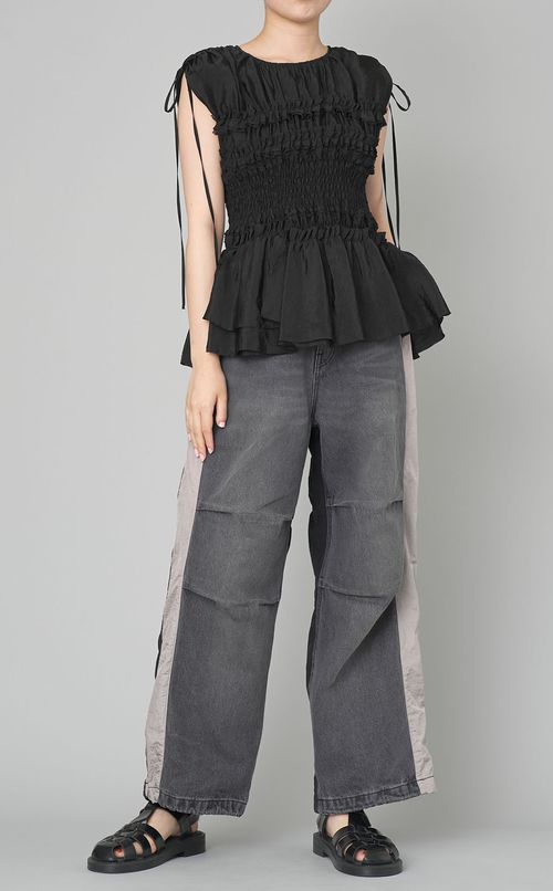 デニムトラックパンツ