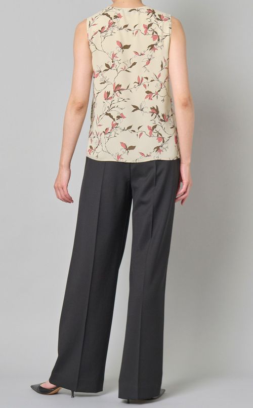 フラワープリントタイネックブラウス