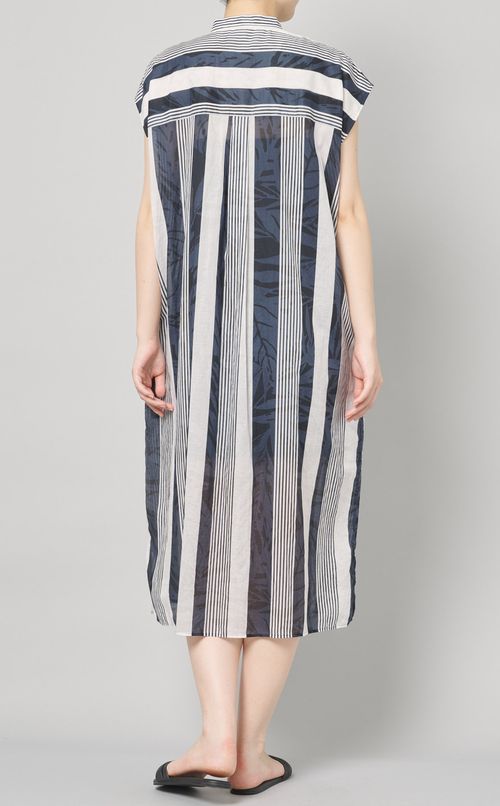 ランダムストライプスリーブレスワンピース