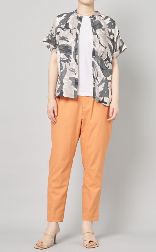 迷彩リネンクルーネックシャツ