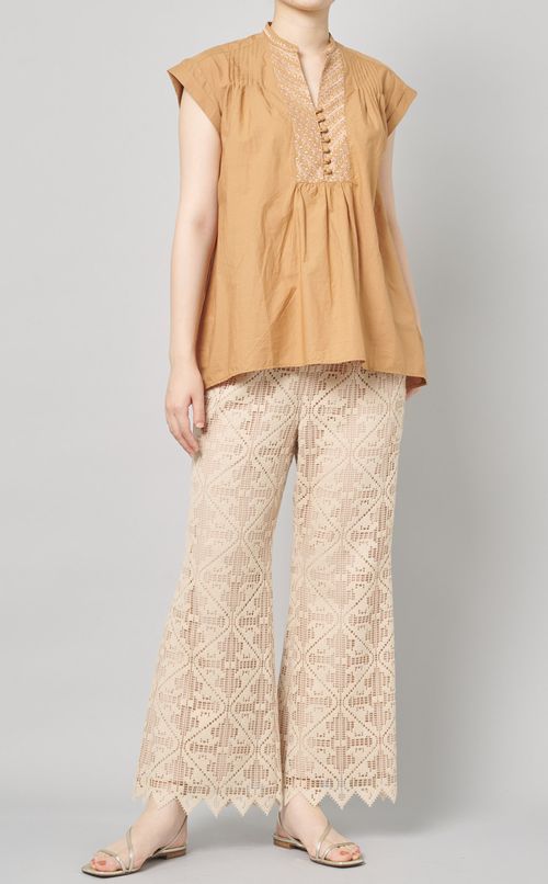 総レースフレアパンツ