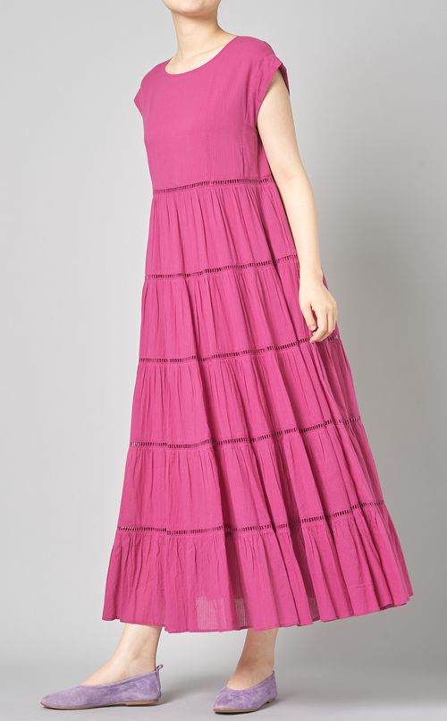 ハシゴレースティアードロングワンピース