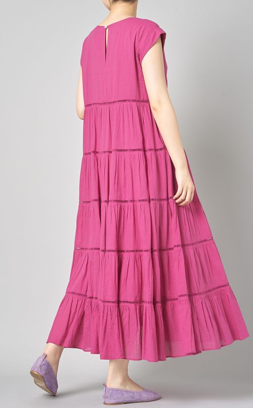 ハシゴレースティアードロングワンピース