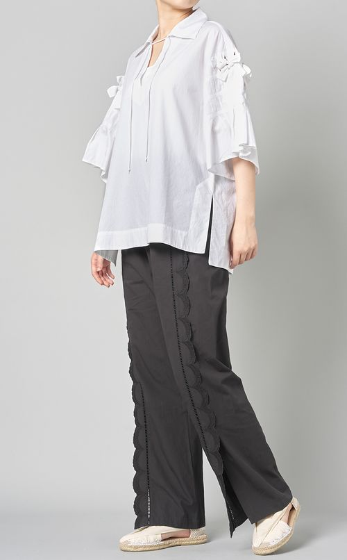 コットンリボンプルオーバーブラウス