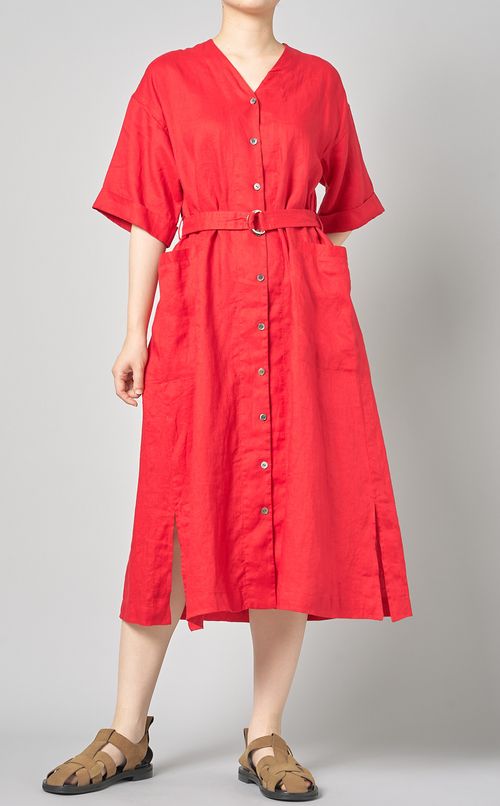 リネンAラインワンピース