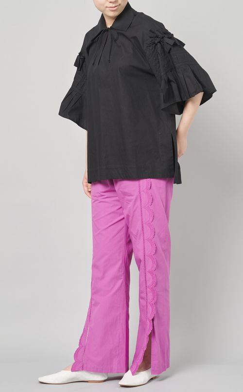 コットンエンブロイダリープルオンパンツ