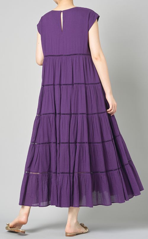 ハシゴレースティアードロングワンピース