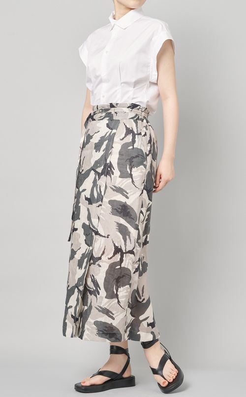 迷彩ラップリネンロングスカート