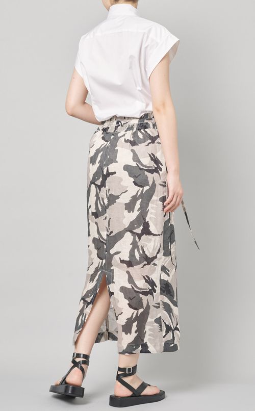 迷彩ラップリネンロングスカート