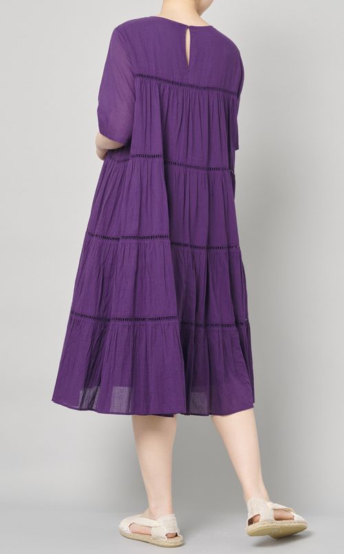 ハシゴレースティアードミディワンピース