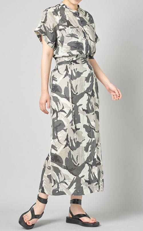 迷彩ラップリネンロングスカート