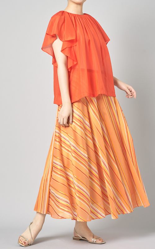 フレンチラッフルギャザーブラウス