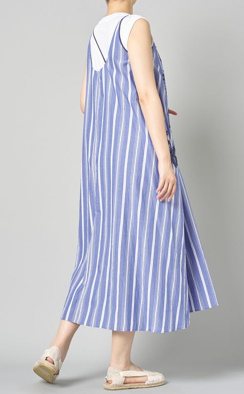 ストライプエンブロイダリーワンピース