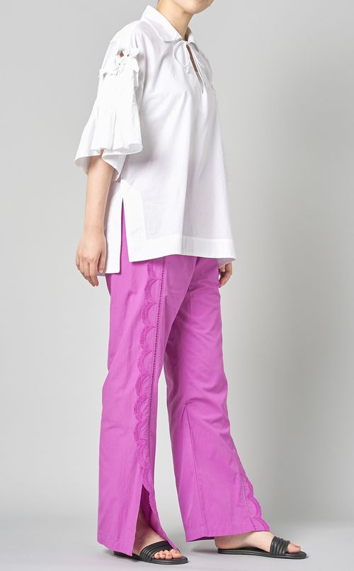 コットンリボンプルオーバーブラウス