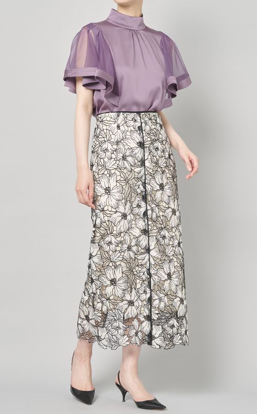 フラワーラメタイトスカート