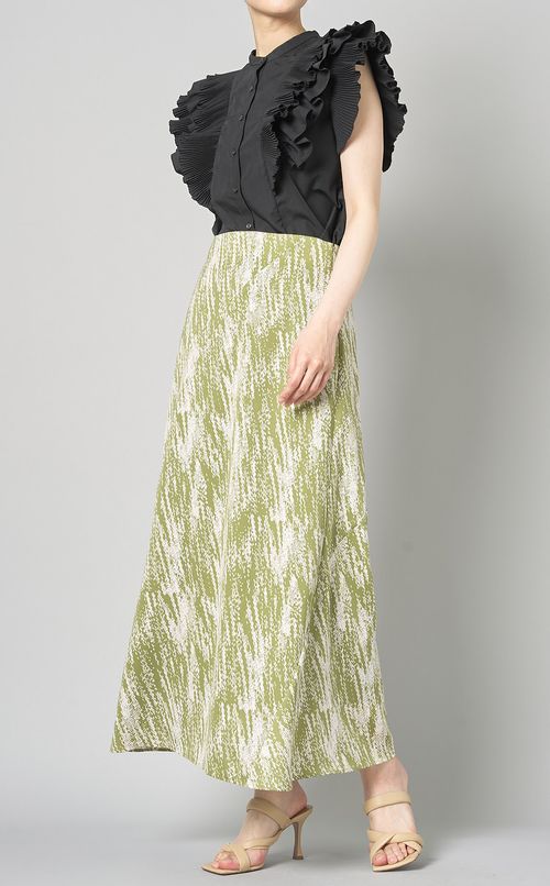 プリーツフリルスリーブブラウス