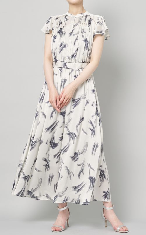 マルチプリントシフォンフリルワンピース