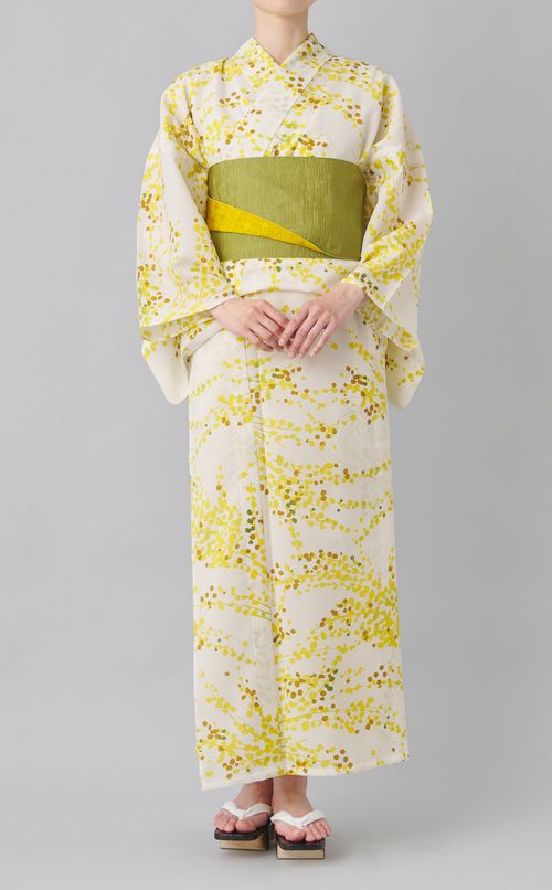 浴衣ミモザ柄