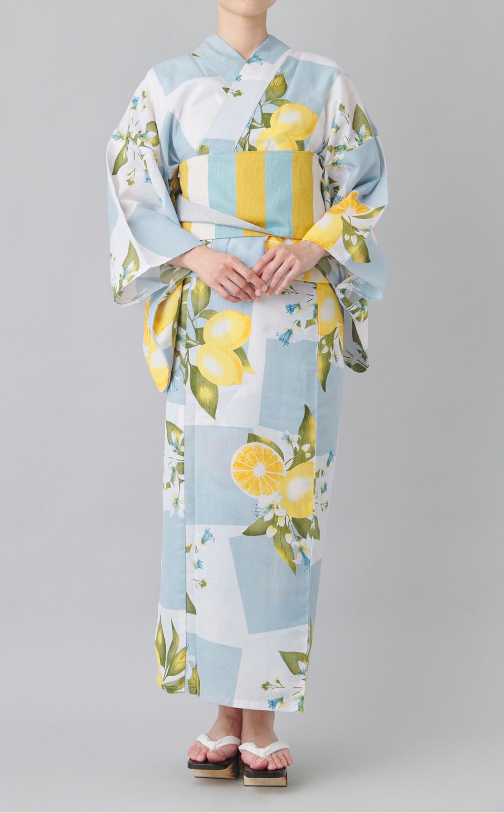 浴衣市松レモン