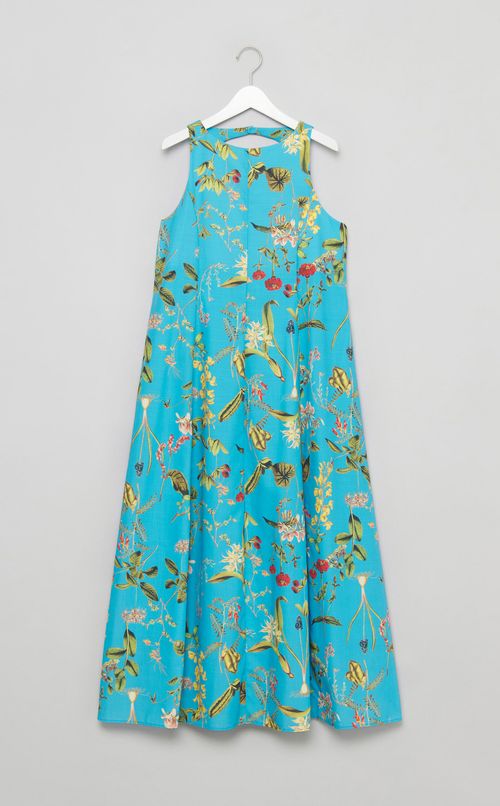 ボタニカルプリントフレアワンピース