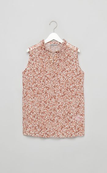 フラワープリントノースリーブブラウス