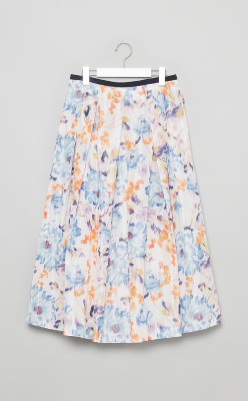 フラワープリントタックスカート