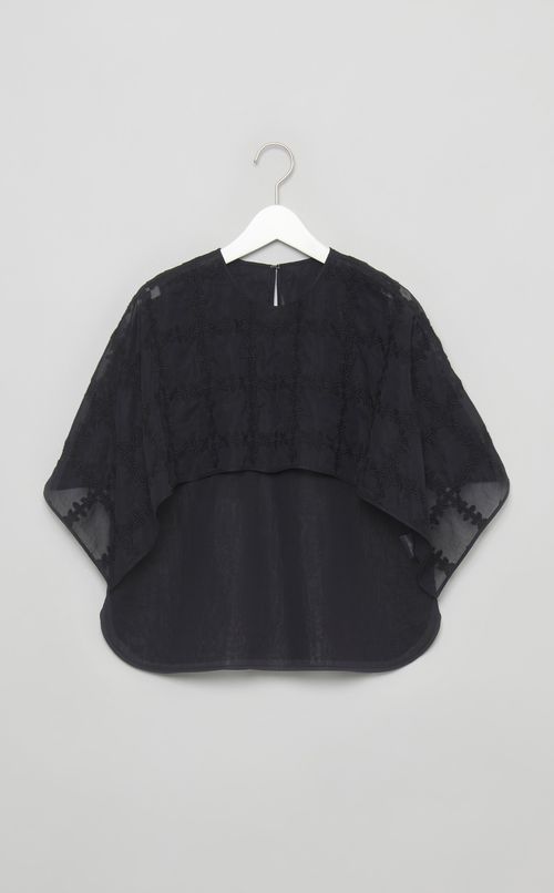フラワーオーガンジーケープブラウス
