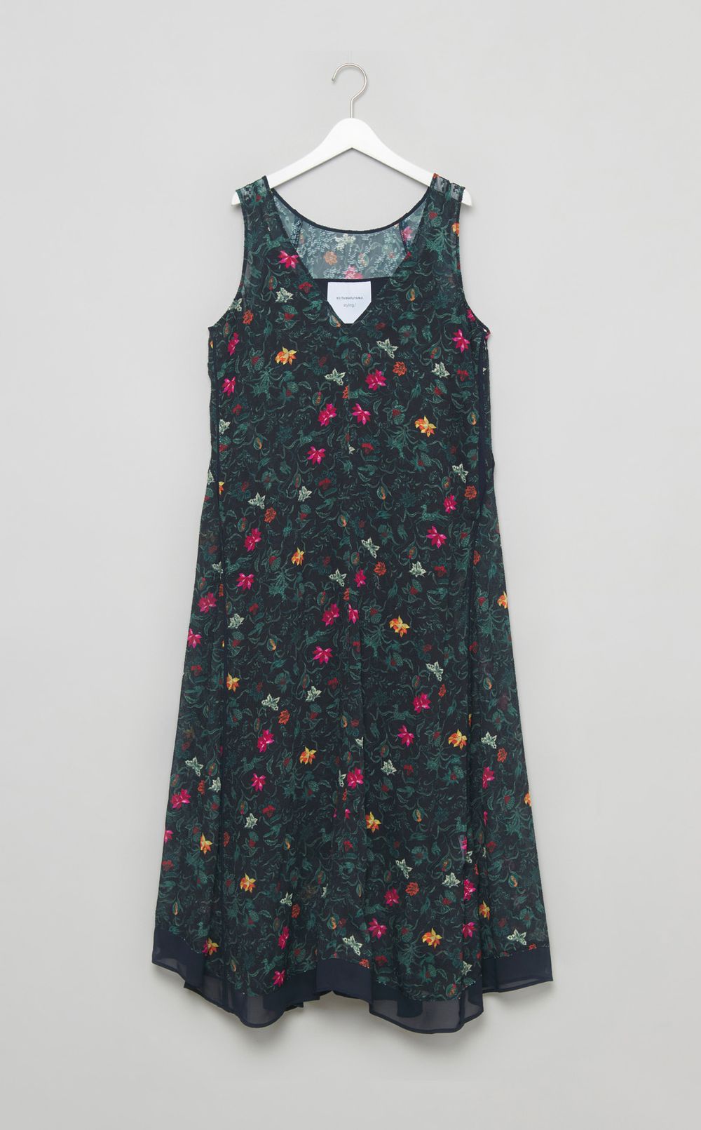 シフォンジャガードVネックワンピース