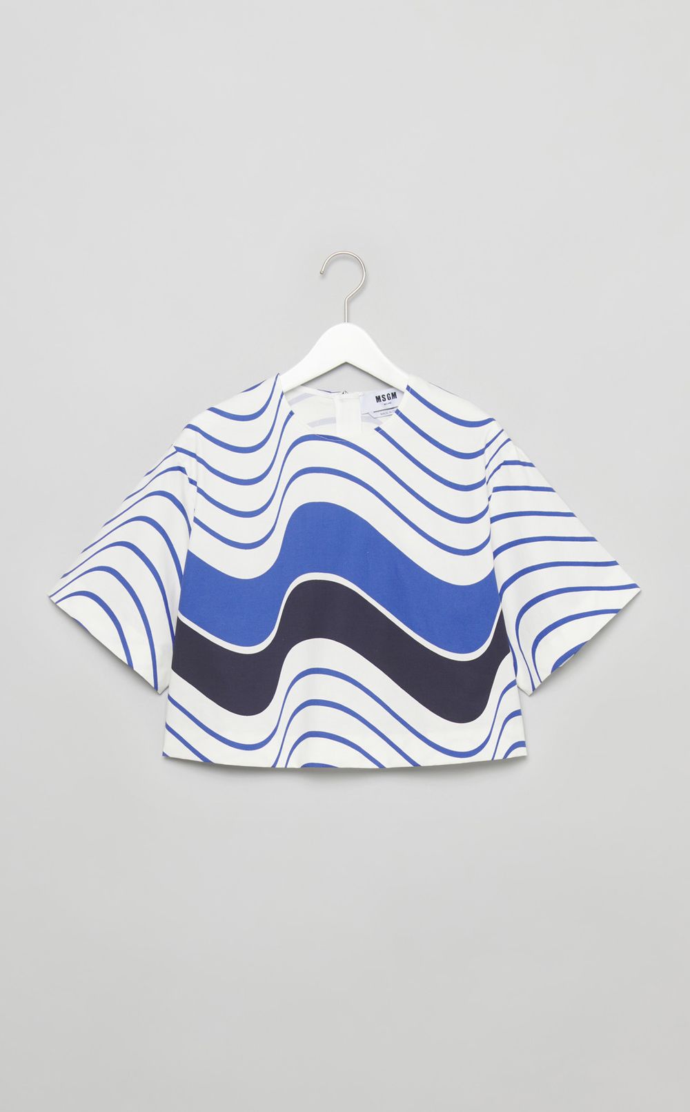 ウェーブボーダークロップドブラウス