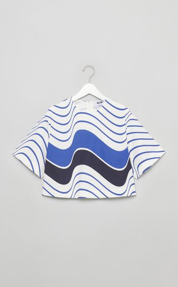 ウェーブボーダークロップドブラウス