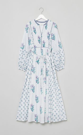 フラワープリントシャーリングドレス